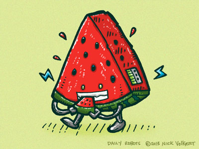Watermelon Bot character daily robots fruit illustration lol msced robot series summer watermelon