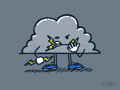 Lightning Cloud bolt cloud eating grimace grouchy illustration lightning storm thunderstorm