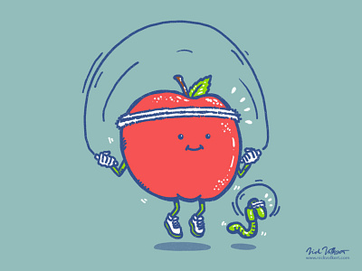 Wellness Apple apple fitness illustration jumprope wellness worm