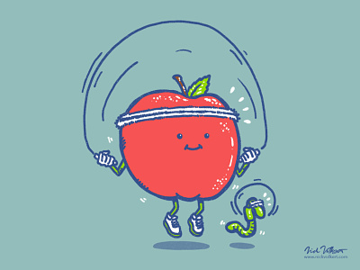 Wellness Apple apple fitness illustration jumprope wellness worm