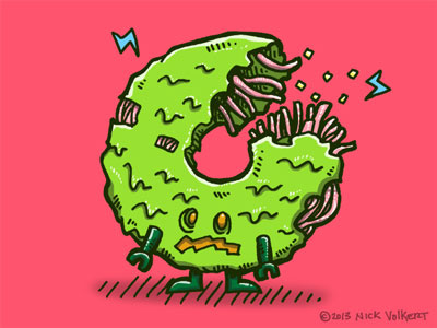 Zombie Donut II donut green halloween horror illustration lol pink robot zombie