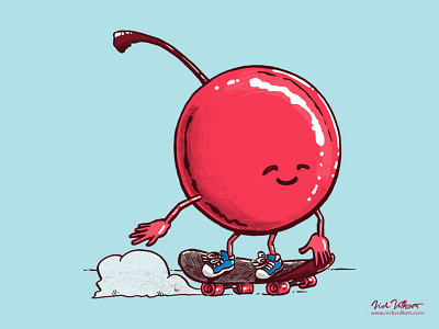 The Cherry Skater cherry fruit illustration skateboard skater skating summer