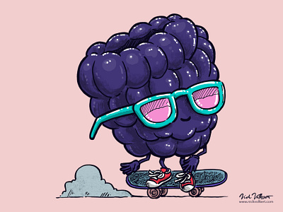 The Blackberry Skater blackberry fruit illustration skateboard skater skating summer sunglasses