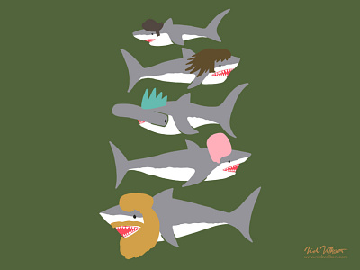 Shark Doos art beard beehive hairdoo illustration mowhawk shark