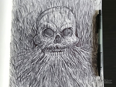 Sketchbook 001 - The Skull ballpoint illustration pen and ink sketchbook sketching skull