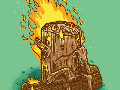 Bad Day Log bad bummed drawing fire forest illustration log melancholy monday nature sad wood