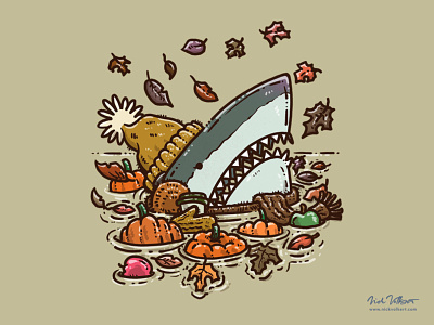 Fall Shark basic coffee gourd illustration leaves mittens october pumpkin september shark