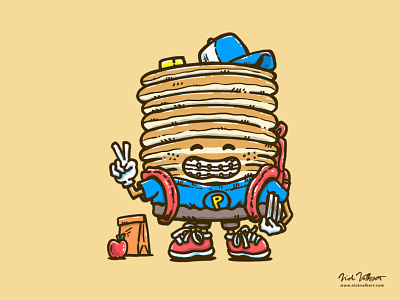 Back to School Cakes awkward back to school backpack braces breakfast captain pancake fall illustration pancakes school