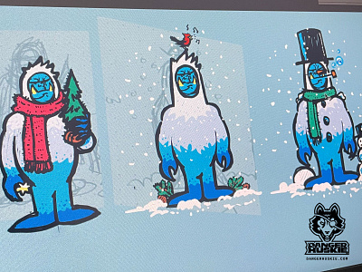 WIP - Annoyed Yetis annoyed christmas doodle illustration illustrator sketch snow snowman winter wip xmas yeti