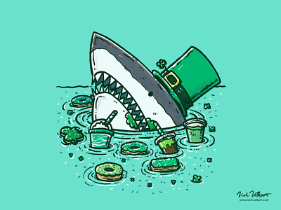 St Patrick's Day Sweets Shark coffee green illustration illustrator lucky mint minty shark st patricks day st pats sweets