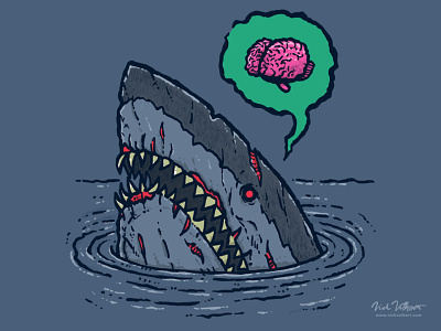 Zombie Shark II brains graphite halloween horror illustration macabre pen and ink shark undead zombie