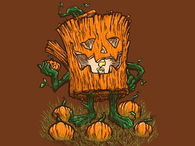 The Pumpkin Log halloween inktober log october pumpkin
