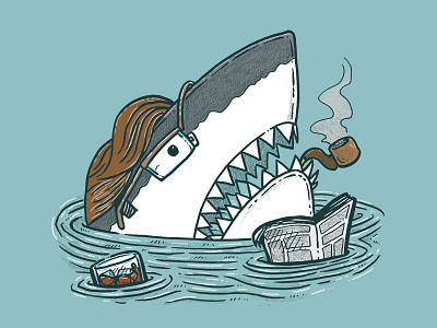 The Dad Shark dad father illustration shark sharks in water