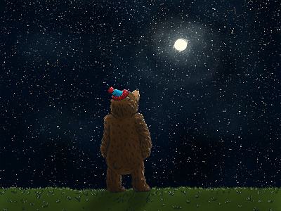 Starry Night Novembear bear full moon grizzy bear illustation moon night november stars stocking cap