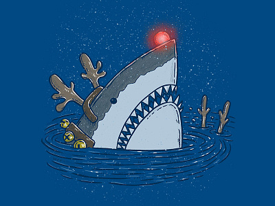 Dribbble Rudolph christmas december holidays illustration rudolph shark snow winter xmas