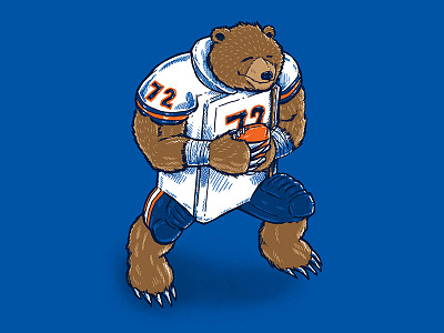Fridge Running 85 bears bear chicago chicago bears football illustration nfl the fridge william perry