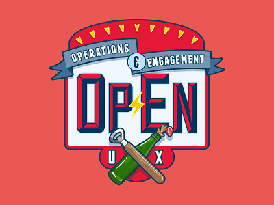 Open Engagement Crest bottle can opener crest illustrator logo pop sign