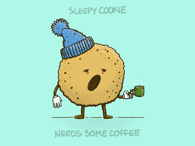 The Sleepy Cookie chocolate chip cookie groggy illustration sleepy tired yawn