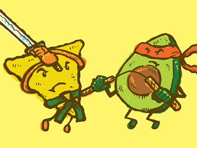 Guac Off 2014 battle chip guacamole illustration ninjas