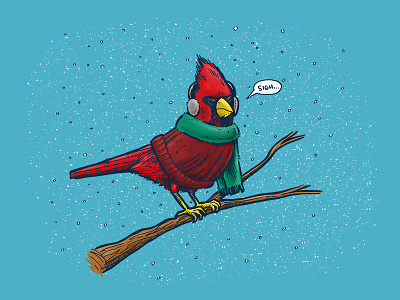 Annoyed IL Birds: The Cardinal cardinal chicago cold il illinois illustration state bird winter