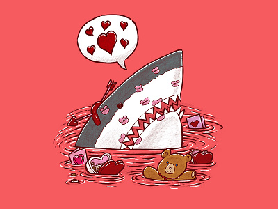 The Valentines Day Shark illustration love shark sharks in water valentines valentines day