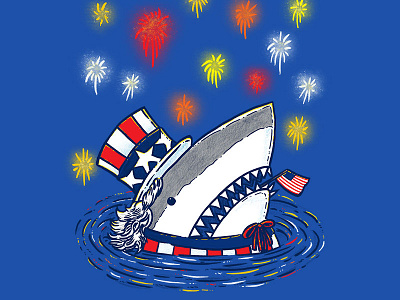 The Patriotic Shark 4th of july america fireworks independence day patriotic shark uncle sam usa