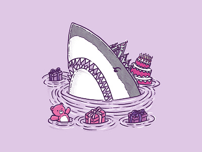 Birthday Party Princess Shark cake happy birthday illustration party princess shark sharks in water