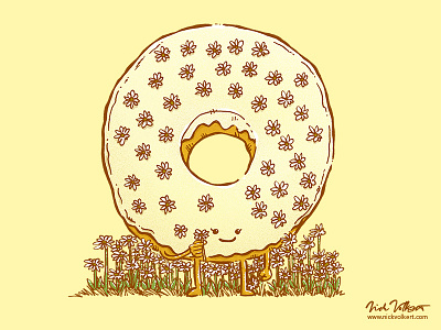 In Bloom Donut bloom daisies daisy donut flower illustration sunny yellow