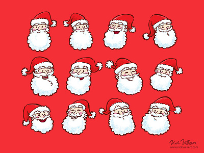 12 Santas christmas december illustration santa santa claus st nick xmas