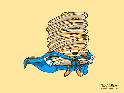 Captain Pancake Descends! breakfast cape illustration pancake superhero