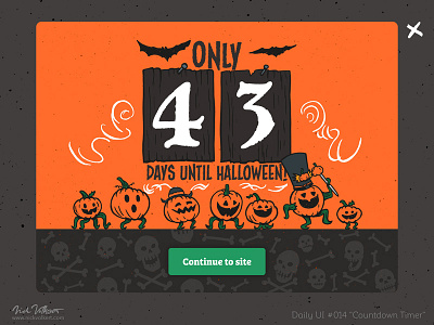 Daily UI #14 Countdown Timer countdown daily ui halloween illustration popup pumpkins skulls timer ui