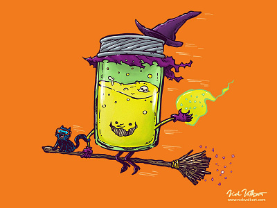The Witch Jam broom cat halloween illustration potion witch