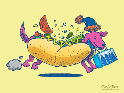 Chicago Dog: Lunch Pail chicago chicago dog hot dog illinois illustration wiener dog