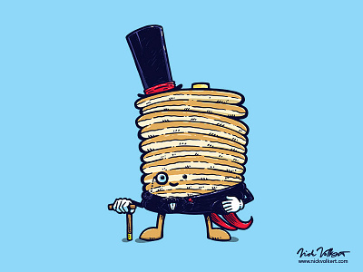 Fancy Captain Pancake cane captain pancake food hat illustration monocle pancake suit top hat tuxedo walking cane