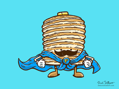 Captain Pancake's Mustache breakfast hero illustration mustace pancakes superhero