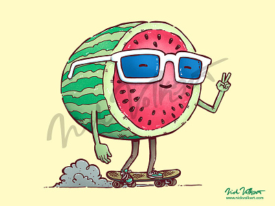 Watermelon Skater illustration skater summer sunglasses watermelon