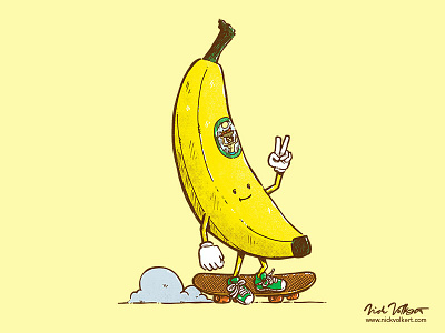 The Banana Skater banana bananas illustration peace skateboarding skater