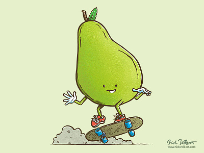 The Pear Skater fruit illustration pear skate skateboarding skater summer