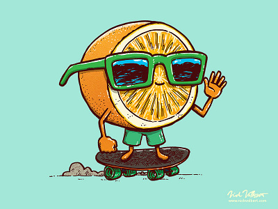 The Orange Skater fruit illustration inktober orang orange skateboarding skater summer sunglasses