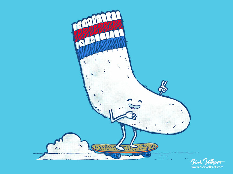 Lost Sock Skater socket illustration peace skateboarding skater sock