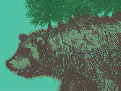 Naturewalk forest grizzly bear illustration sketchy threadless