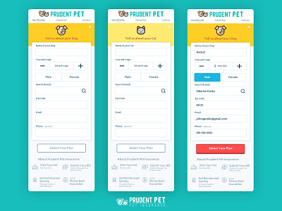 Prudent Pet Enter Pet Info cat design dog form insurance interface pet prudent pet ui uidesign uiux