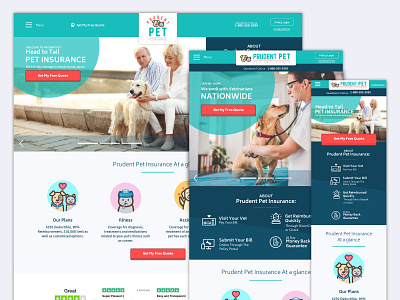 Prudent Pet Home Page cat design designer dog home page home page design icons landing page pet pet insurance