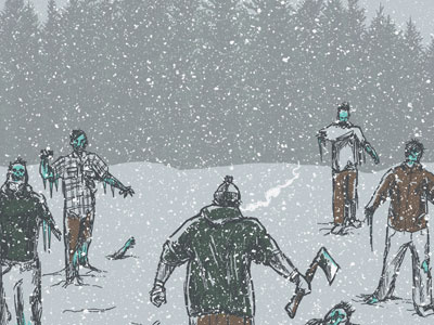 Frozen Tundra axe blizzard cold dead forest frozen hoodie pine snow stocking cap walking winter zombies