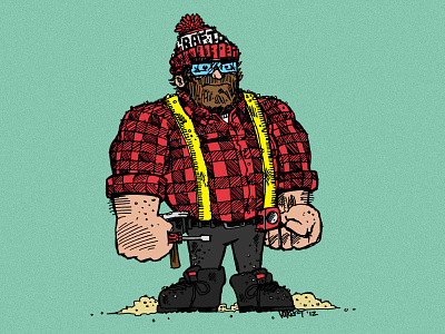 The Crafts Man beanie craftsman flannel grisly man manly mascot plaid sawdust scruffy tools