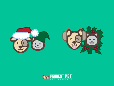 Prudent Pet Holiday Logos cat christmas december dog holiday illustrator pet insurance pets santa vector xmas
