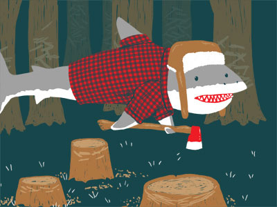 The Lumberjackshark axe lumberjack plaid shark stumps wtf