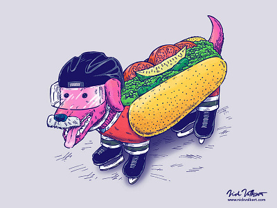 Chicago Hockey Dog blackhawks chicago dachshund hockey hot dog wiener dog winter