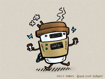 Latte Bot coffee daily robots illustration latte msced robot