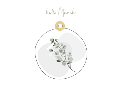 hello March boho branch capsule cute delicate eucalyptus floral glass hand drawn hello march illustration jewelry leaves necklace sketch spring